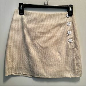 UO Tan and white plaid skirt